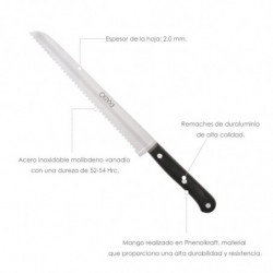 Cuchillo Grenoble Panero Hoja Acero Inoxidable 20 cm. Negro