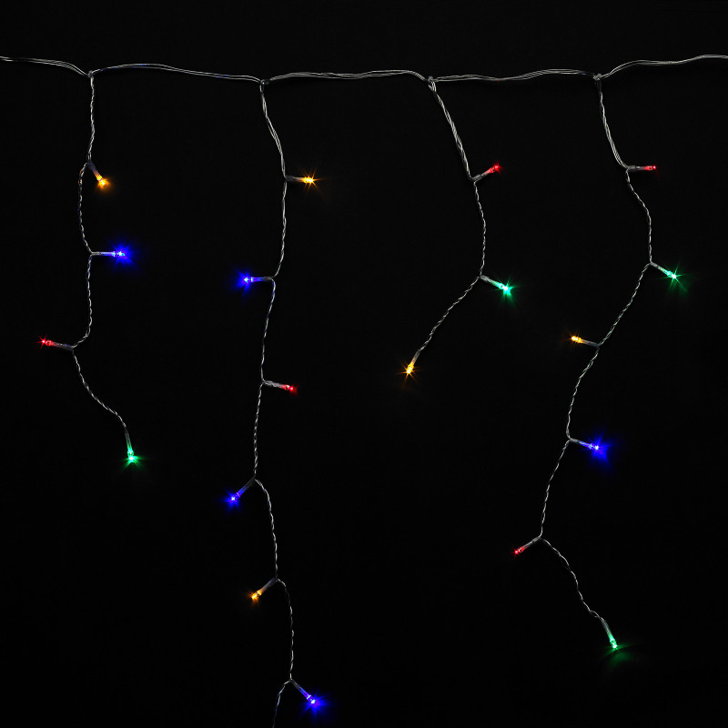 Guirnalda Luces Navidad Cortina 3x1 Metros 115 Leds Multicolor. Luz Navidad Interiores y Exteriores Ip44. Cable Transparente.