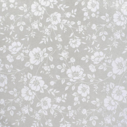 Mantel Hule Rectangular Flores Blancas. Impermeable Antimanchas PVC 140 cm. x 20 metros. Rollo Recortable. Interior y Exterior