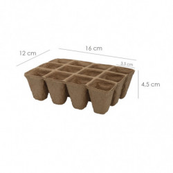 Semilleros Biodegradables 16x12 cm. Pack 12 Bandejas Con 12 Celdas Para Siembra / Germinacion De Plantas
