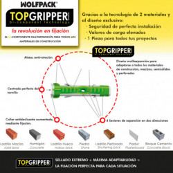 Taco Topgripper Bimaterial Ø 5 mm. (Caja 200 unidades) Taco Anclaje Universal, Taco Hormigon, Taco Pladur, Taco Ladrillo