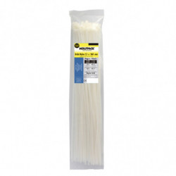 Brida Nylon 100%. Color Blanco / Natural 7,5 x 360 mm. 100 Piezas. Abrazadera Plastico, Organizador Cables, Alta Resistencia