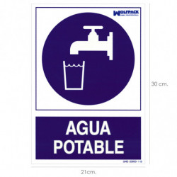 Cartel Agua Potable 30x21cm.